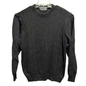 Oscar de La Renta Mens Charcoal Cable Knit Crew Neck LS Pullover Sweater Sz XL